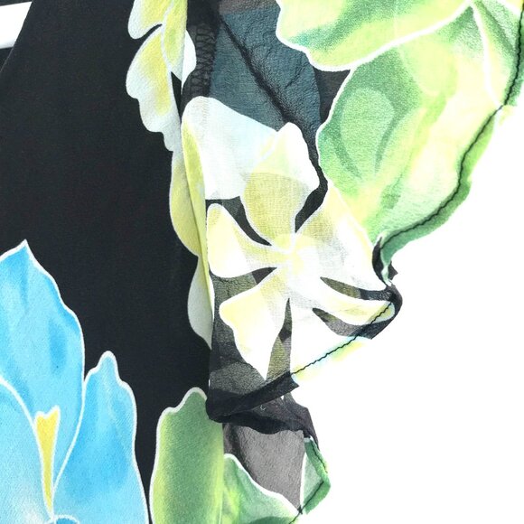 VTG Hilo Hattie Hawaiian maxi dress women S silk ruffle Hibiscus tropical island - Picture 3 of 9